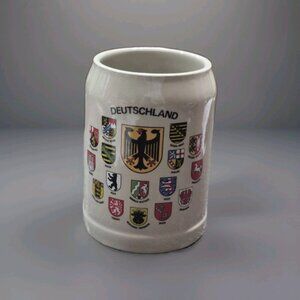 Vintage Deutschland Shield Crest Flag Beer Stein Mug Made In Germany